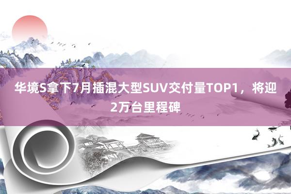 华境S拿下7月插混大型SUV交付量TOP1，将迎2万台里程碑