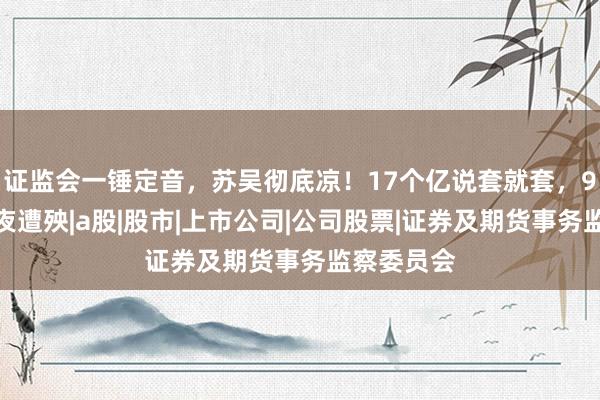 证监会一锤定音，苏吴彻底凉！17个亿说套就套，9万股民一夜遭殃|a股|股市|上市公司|公司股票|证券及期货事务监察委员会