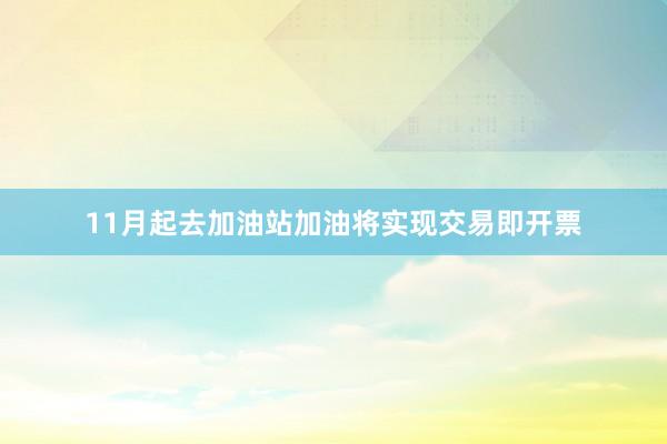 11月起去加油站加油将实现交易即开票