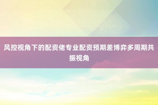 风控视角下的配资佬专业配资预期差博弈多周期共振视角
