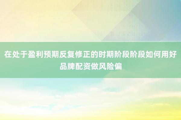 在处于盈利预期反复修正的时期阶段阶段如何用好品牌配资做风险偏
