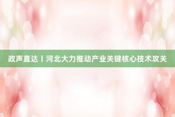 政声直达丨河北大力推动产业关键核心技术攻关
