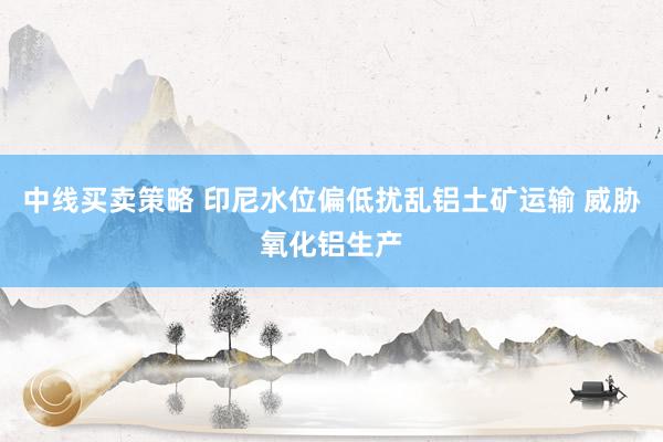中线买卖策略 印尼水位偏低扰乱铝土矿运输 威胁氧化铝生产