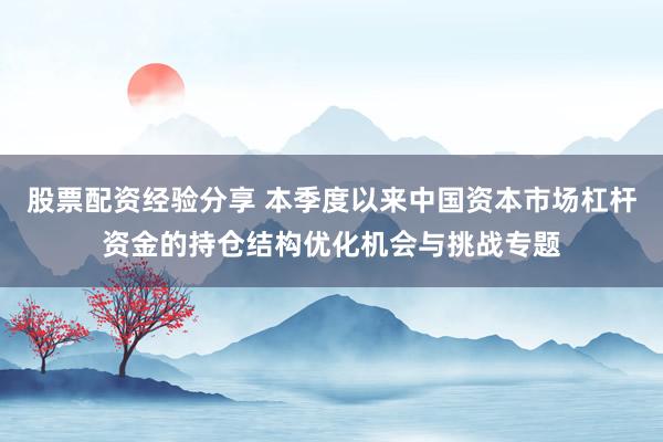 股票配资经验分享 本季度以来中国资本市场杠杆资金的持仓结构优化机会与挑战专题