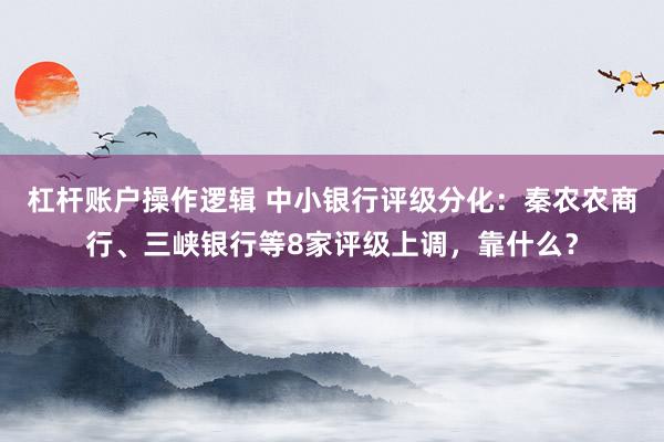 杠杆账户操作逻辑 中小银行评级分化：秦农农商行、三峡银行等8家评级上调，靠什么？