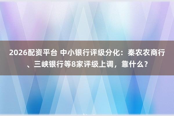 2026配资平台 中小银行评级分化：秦农农商行、三峡银行等8家评级上调，靠什么？