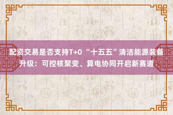 配资交易是否支持T+0 “十五五”清洁能源装备升级：可控核聚变、算电协同开启新赛道