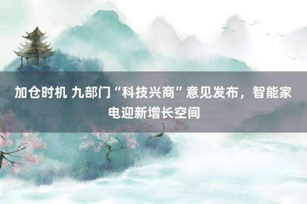 加仓时机 九部门“科技兴商”意见发布，智能家电迎新增长空间